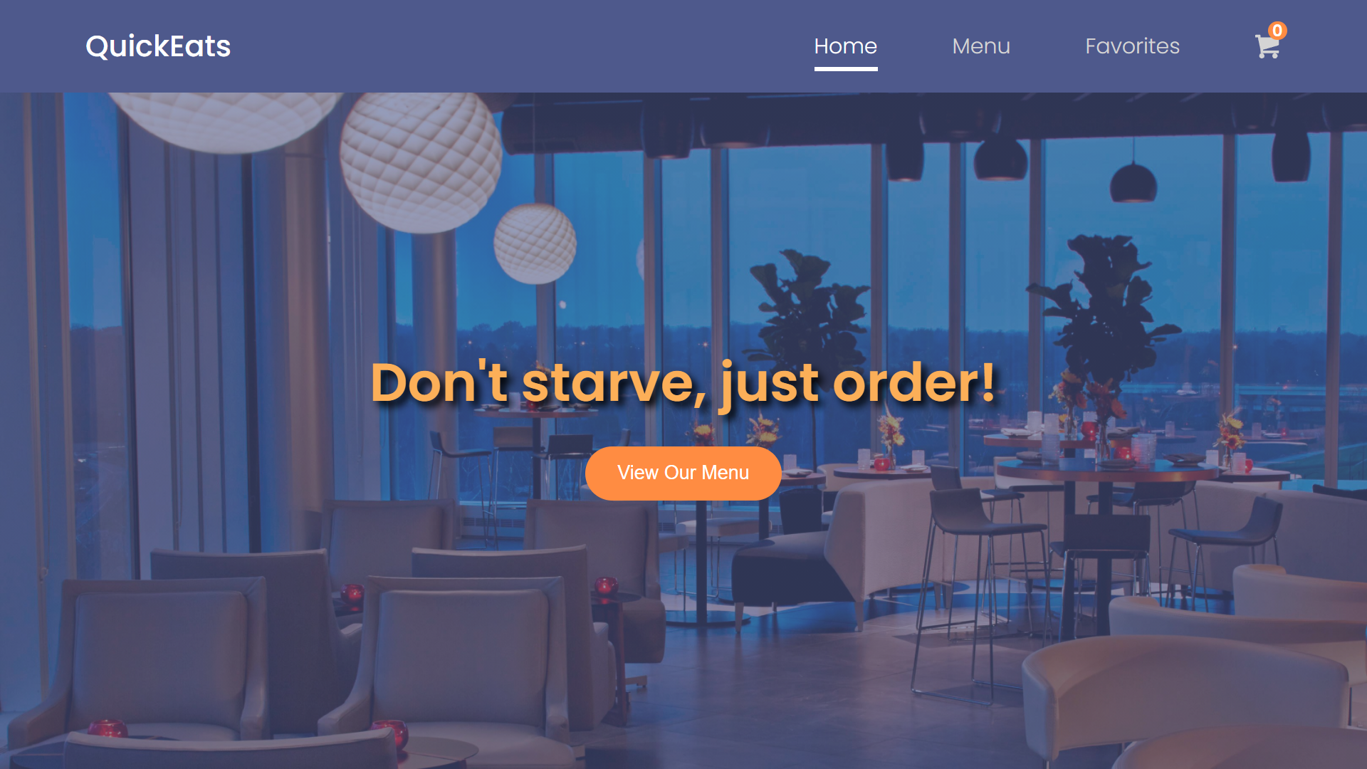 User interface preview for QuickEats